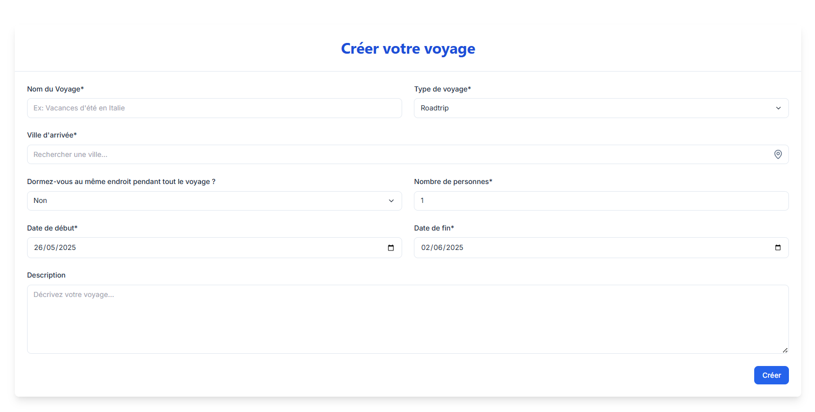 Créez votre voyage